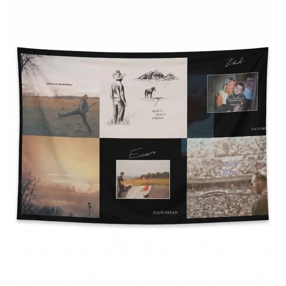 🤠 Zach Bryan Music Album Collage Tapestry Wall Art Country Aesthetic 60